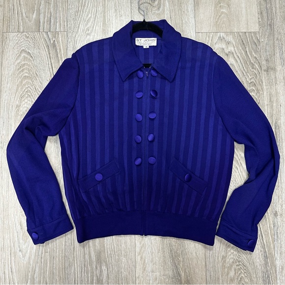 Vintage St John Collection by Marie Gray purple crest cardigan - Picture 1 of 9